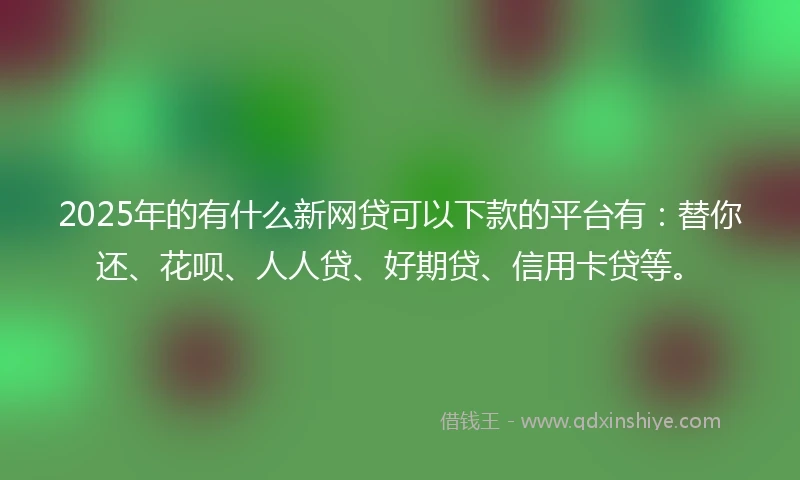 2025年的有什么新网贷可以下款的平台有：替你还、花呗、人人贷、好期贷、信用卡贷等。