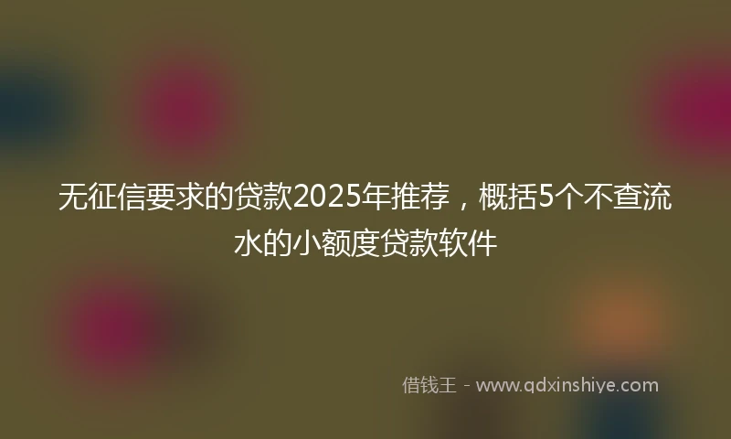 无征信要求的贷款2025年推荐，概括5个不查流水的小额度贷款软件