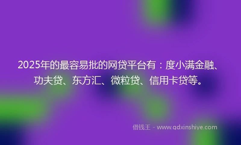 2025年的最容易批的网贷平台有：度小满金融、功夫贷、东方汇、微粒贷、信用卡贷等。