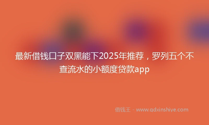 最新借钱口子双黑能下2025年推荐，罗列五个不查流水的小额度贷款app