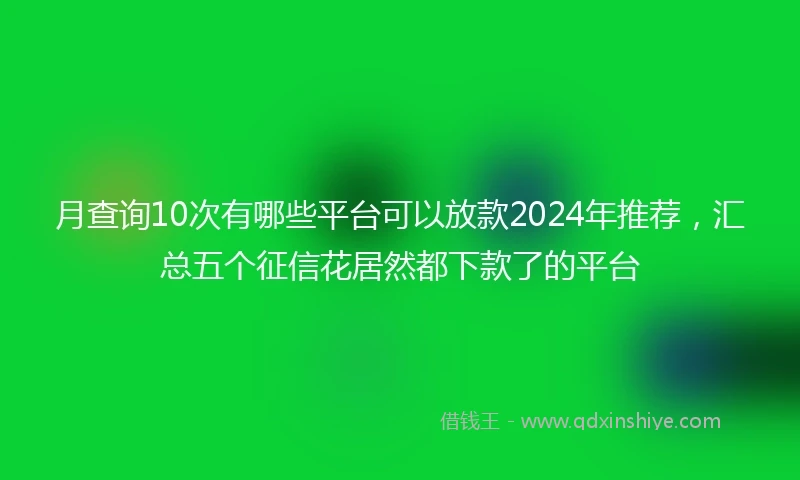 月查询10次有哪些平台可以放款2024年推荐，汇总五个征信花居然都下款了的平台
