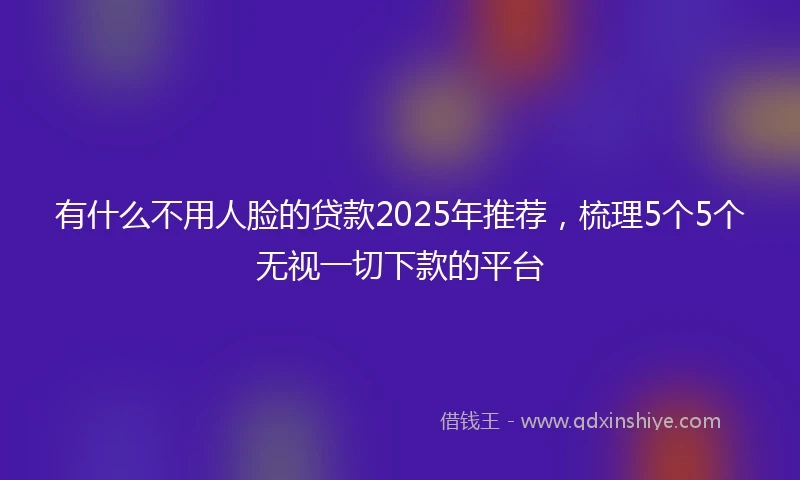 有什么不用人脸的贷款2025年推荐,梳理5个5个无视一切下款的平台