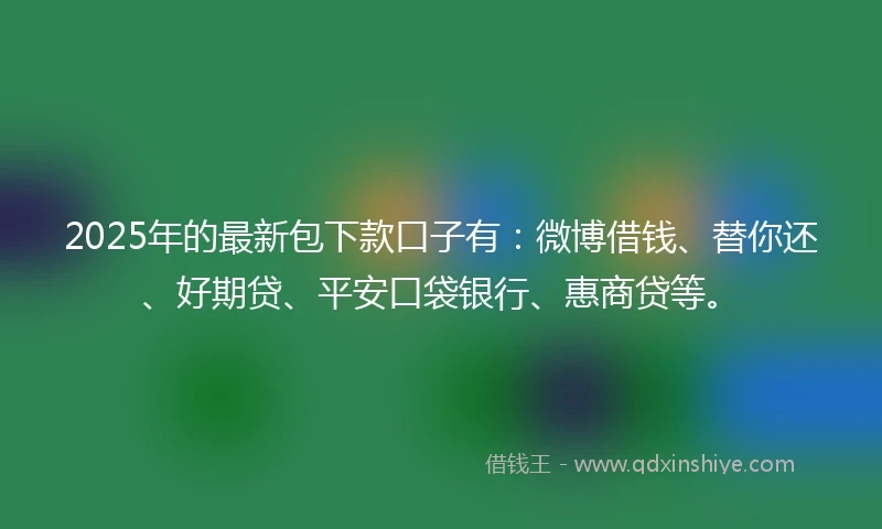 2025年的最新包下款口子有：微博借钱、替你还、好期贷、平安口袋银行、惠商贷等。