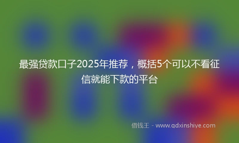 最强贷款口子2025年推荐，概括5个可以不看征信就能下款的平台