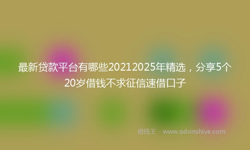 最新贷款平台有哪些20212025年精选，分享5个20岁借钱不求征信速借口子
