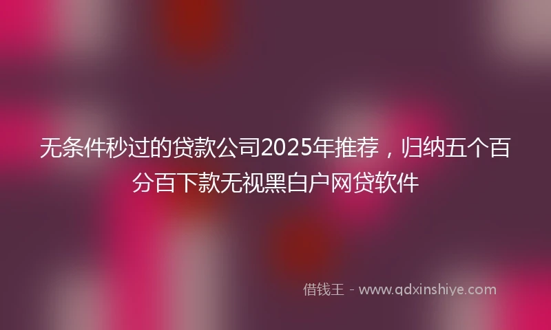 无条件秒过的贷款公司2025年推荐，归纳五个百分百下款无视黑白户网贷软件