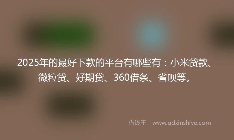 2025年的最好下款的平台有哪些有：小米贷款、微粒贷、好期贷、360借条、省呗等。