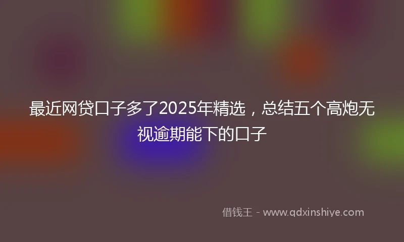 最近网贷口子多了2025年精选，总结五个高炮无视逾期能下的口子