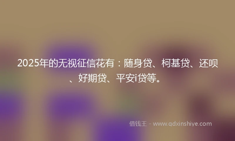 2025年的无视征信花有：随身贷、柯基贷、还呗、好期贷、平安i贷等。