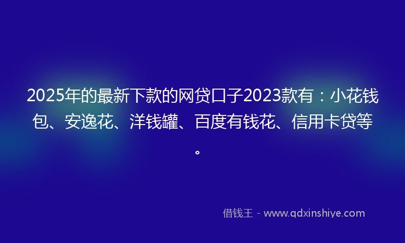 2025年的最新下款的网贷口子2023款有：小花钱包、安逸花、洋钱罐、百度有钱花、信用卡贷等。