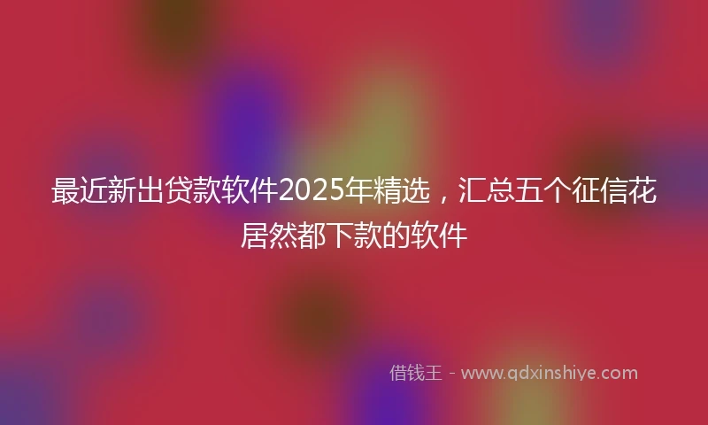 最近新出贷款软件2025年精选，汇总五个征信花居然都下款的软件