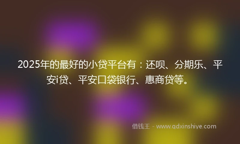 2025年的最好的小贷平台有：还呗、分期乐、平安i贷、平安口袋银行、惠商贷等。