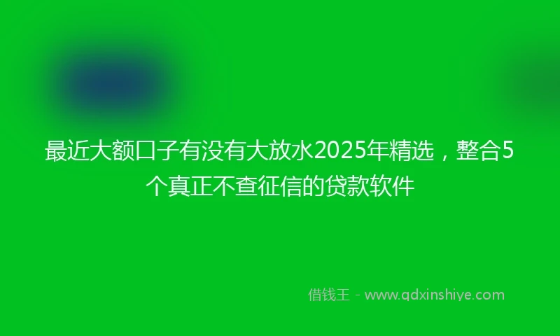 最近大额口子有没有大放水2025年精选，整合5个真正不查征信的贷款软件