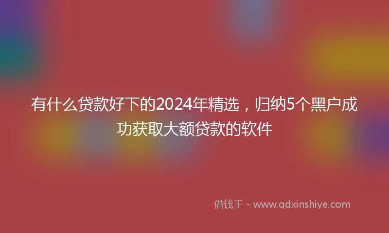 有什么贷款好下的2024年精选,归纳5个黑户成功获取大额贷款的软件