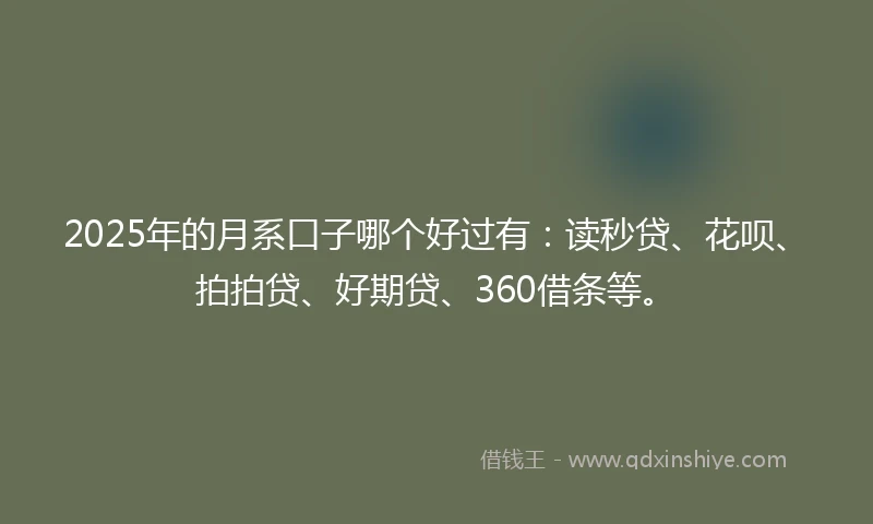 2025年的月系口子哪个好过有:读秒贷、花呗、拍拍贷、好期贷、360借条等。