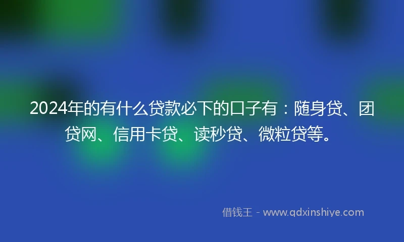 2024年的有什么贷款必下的口子有:随身贷、团贷网、信用卡贷、读秒贷、微粒贷等。