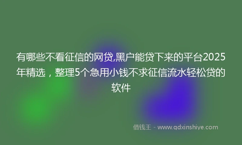 有哪些不看征信的网贷,黑户能贷下来的平台2025年精选，整理5个急用小钱不求征信流水轻松贷的软件