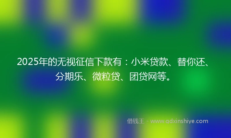 2025年的无视征信下款有:小米贷款、替你还、分期乐、微粒贷、团贷网等。