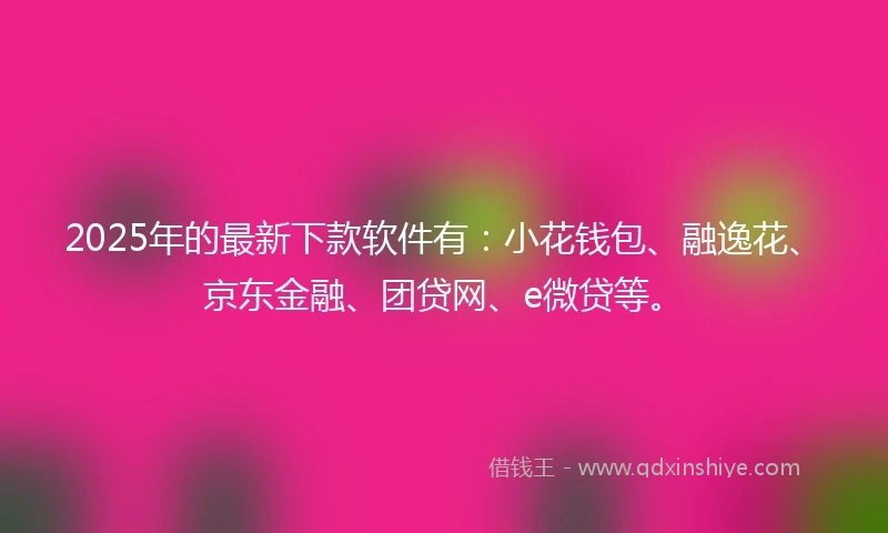 2025年的最新下款软件有：小花钱包、融逸花、京东金融、团贷网、e微贷等。