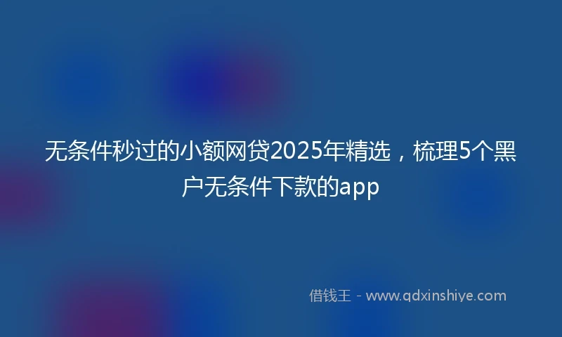 无条件秒过的小额网贷2025年精选，梳理5个黑户无条件下款的app