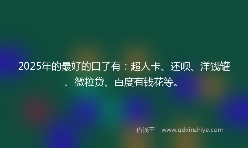 2025年的最好的口子有：超人卡、还呗、洋钱罐、微粒贷、百度有钱花等。