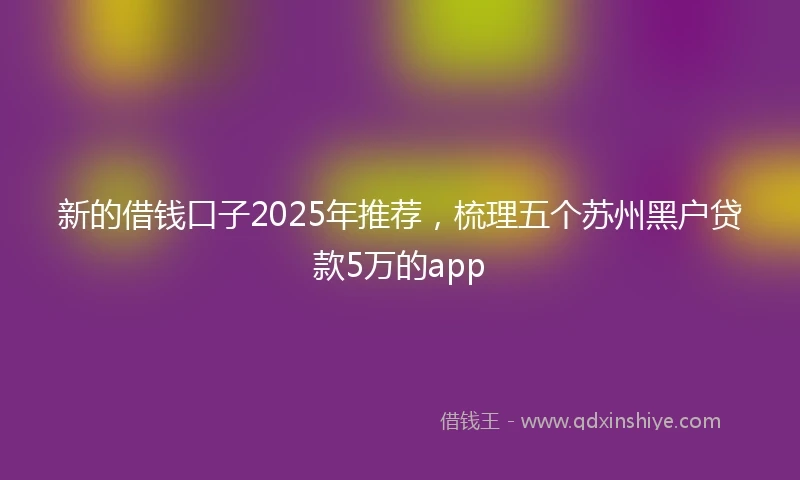新的借钱口子2025年推荐,梳理五个苏州黑户贷款5万的app