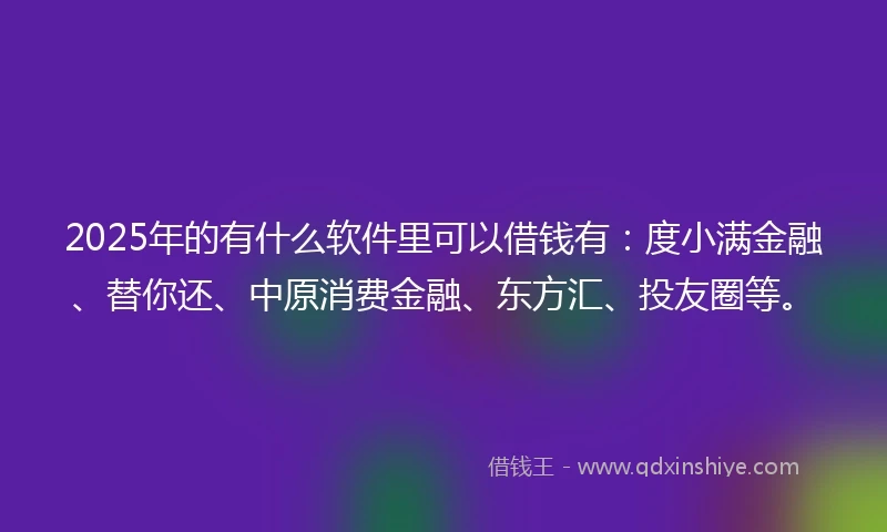 2025年的有什么软件里可以借钱有：度小满金融、替你还、中原消费金融、东方汇、投友圈等。
