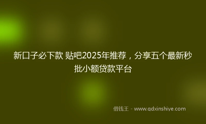 新口子必下款 贴吧2025年推荐，分享五个最新秒批小额贷款平台