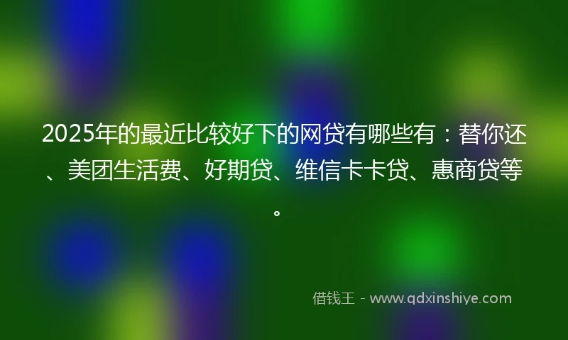 2025年的最近比较好下的网贷有哪些有：替你还、美团生活费、好期贷、维信卡卡贷、惠商贷等。