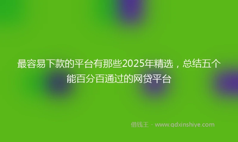 最容易下款的平台有那些2025年精选，总结五个能百分百通过的网贷平台