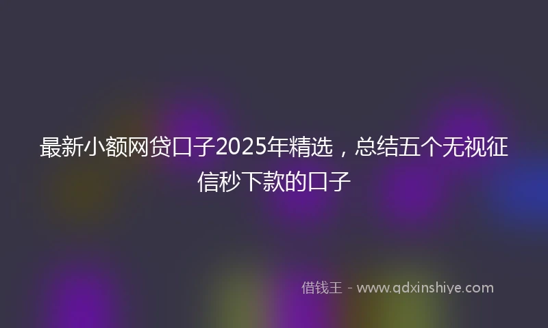 最新小额网贷口子2025年精选，总结五个无视征信秒下款的口子