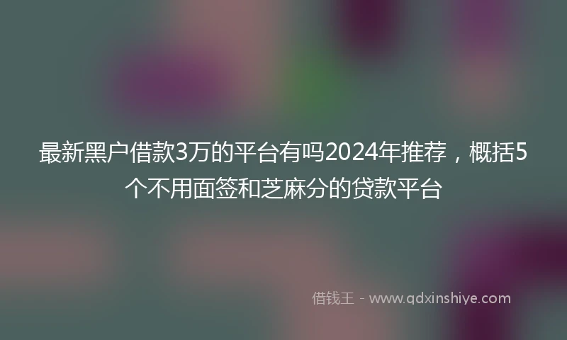 最新黑户借款3万的平台有吗2024年推荐，概括5个不用面签和芝麻分的贷款平台
