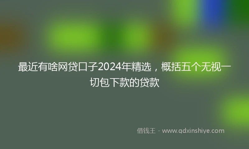 最近有啥网贷口子2024年精选，概括五个无视一切包下款的贷款