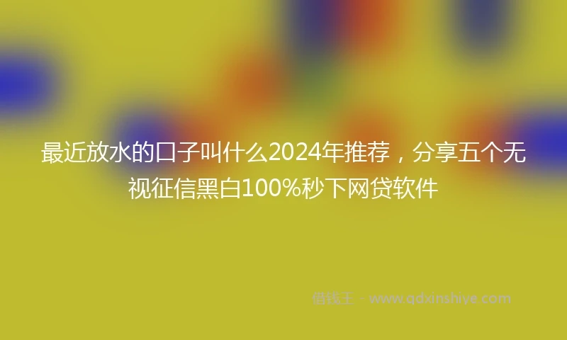 最近放水的口子叫什么2024年推荐，分享五个无视征信黑白100%秒下网贷软件