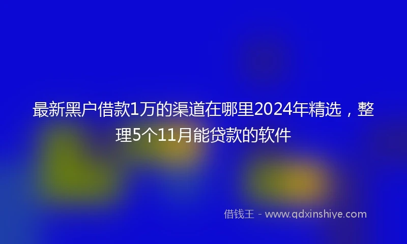 最新黑户借款1万的渠道在哪里2024年精选，整理5个11月能贷款的软件