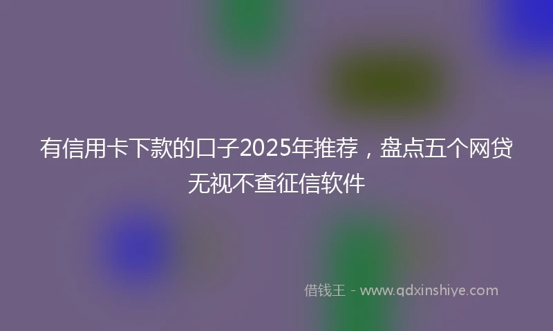 有信用卡下款的口子2025年推荐，盘点五个网贷无视不查征信软件