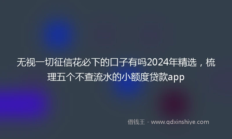 无视一切征信花必下的口子有吗2024年精选，梳理五个不查流水的小额度贷款app