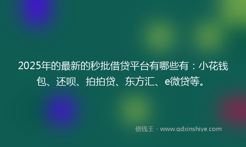 2025年的最新的秒批借贷平台有哪些有：小花钱包、还呗、拍拍贷、东方汇、e微贷等。