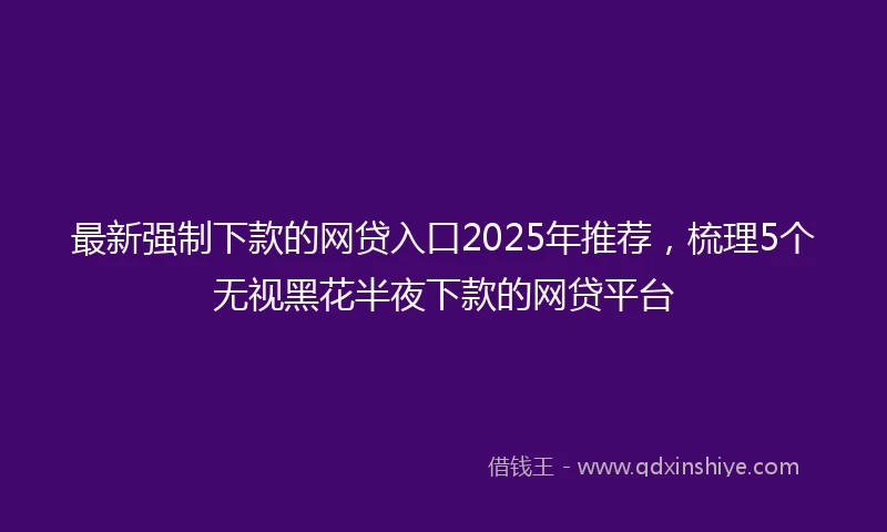 最新强制下款的网贷入口2025年推荐，梳理5个无视黑花半夜下款的网贷平台