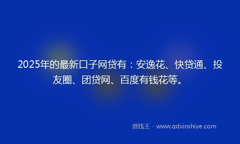 2025年的最新口子网贷有：安逸花、快贷通、投友圈、团贷网、百度有钱花等。