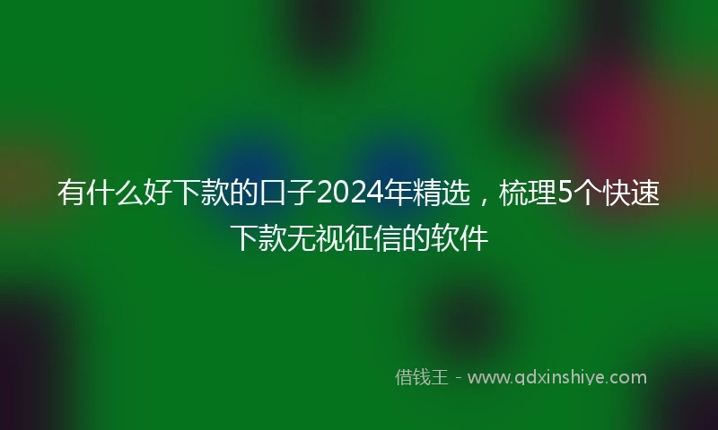 有什么好下款的口子2024年精选，梳理5个快速下款无视征信的软件