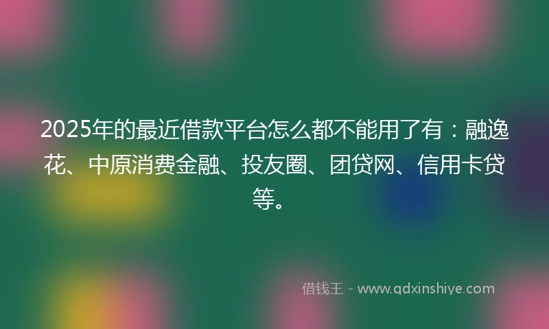 2025年的最近借款平台怎么都不能用了有：融逸花、中原消费金融、投友圈、团贷网、信用卡贷等。
