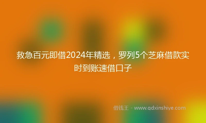 救急百元即借2024年精选，罗列5个芝麻借款实时到账速借口子
