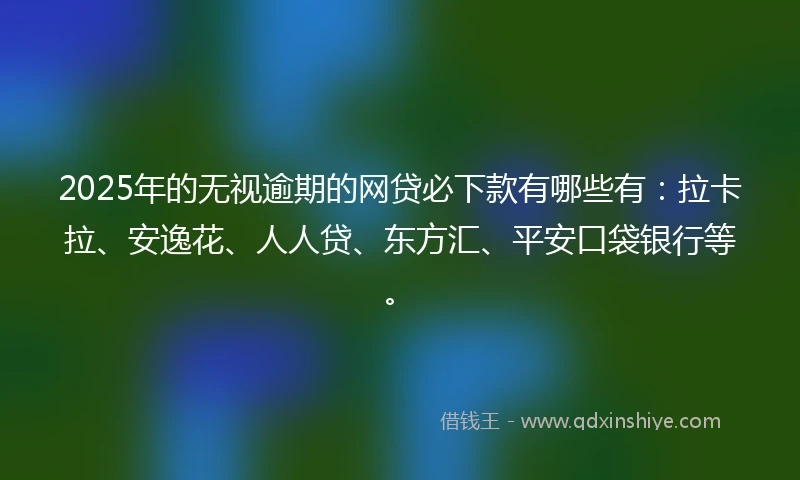 2025年的无视逾期的网贷必下款有哪些有：拉卡拉、安逸花、人人贷、东方汇、平安口袋银行等。