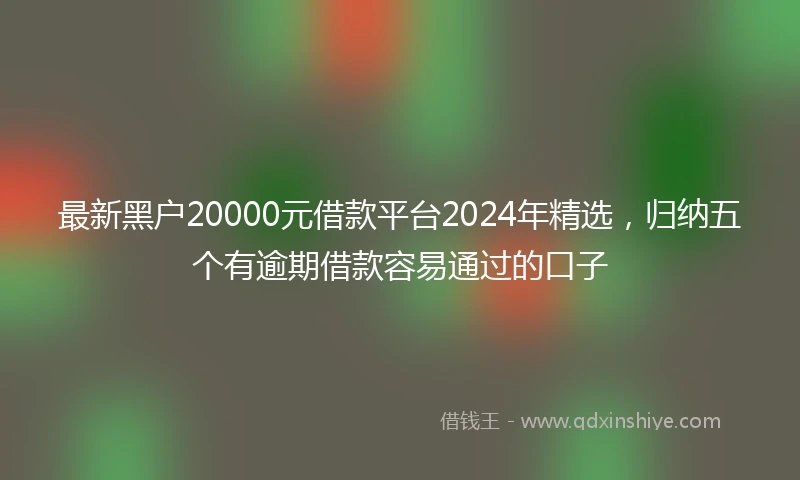 最新黑户20000元借款平台2024年精选，归纳五个有逾期借款容易通过的口子