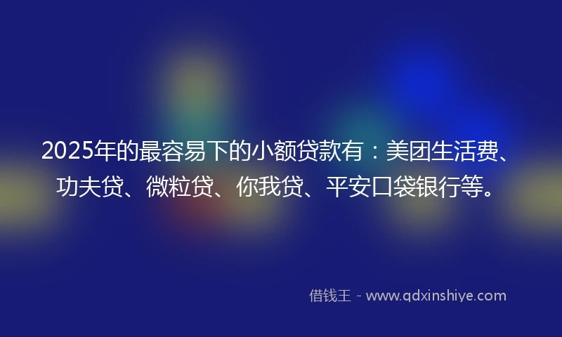 2025年的最容易下的小额贷款有：美团生活费、功夫贷、微粒贷、你我贷、平安口袋银行等。