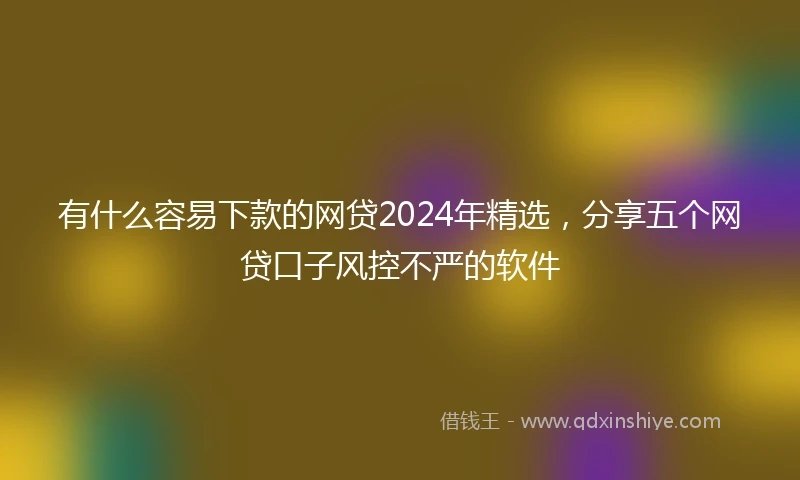 有什么容易下款的网贷2024年精选，分享五个网贷口子风控不严的软件