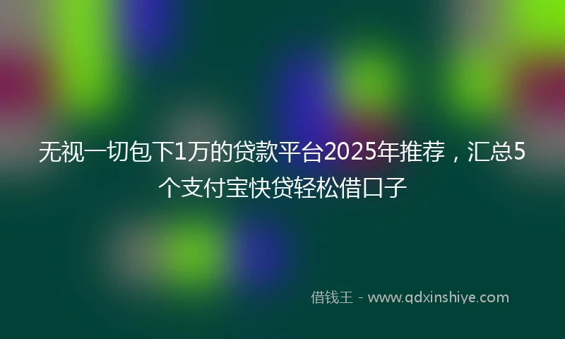 无视一切包下1万的贷款平台2025年推荐，汇总5个支付宝快贷轻松借口子