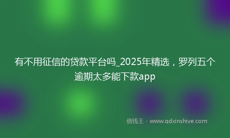 有不用征信的贷款平台吗_2025年精选,罗列五个逾期太多能下款app