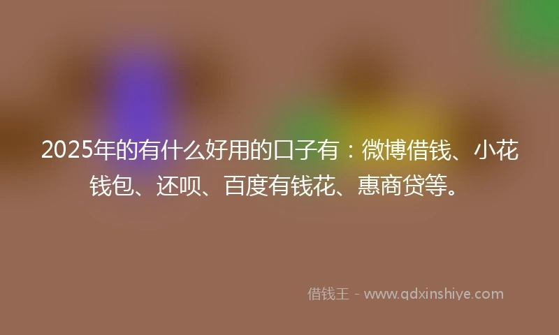 2025年的有什么好用的口子有：微博借钱、小花钱包、还呗、百度有钱花、惠商贷等。
